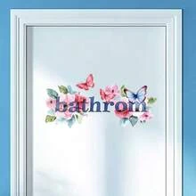 1pc English Floral Sticker, Home Wall Decor,Waterproof Decal Stickers,PVC Stickers,Easy To Paste And Remove,For Home Decoration,Bathroom Decoration,Room Stuff,Living Room Decor. - Multicolor - View 14