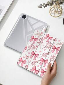 1件全透明壓克力殼三折平板保護殼，粉色蝴蝶結彩繪，適用於 iPad 10th/11th/10.2/10.5/Air4/Air5/10.9/Pro11/Air 11-In.(M2)-2024/Pro 11-In.(M4)-2024/ Air 11-Inch (M3) 2025/ (A16) 11 Inch 11th Generation 2025 Mini6/Mini7/Air1/Air2/9.7/ Air 8(M4)2026(11-Inch) 機型 - 彩色 - 查看 2