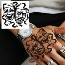 6pcs/1pc Waterproof Realistic Temporary Tattoo Stickers For Fingers, Toes, Neck, Waist, Legs, Forearms, Sleeves, Suitable For Face, Hands, Feet, Music Festival Party Makeup, Lasts 1-2 Weeks - Black - View 4