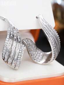 1 Pair Elegant Cubic Zirconia Stud Earrings, Designed For Women, Suitable For Weddings, Engagements, Anniversary Parties, Valentine's Day Gifts - 1# - View 2