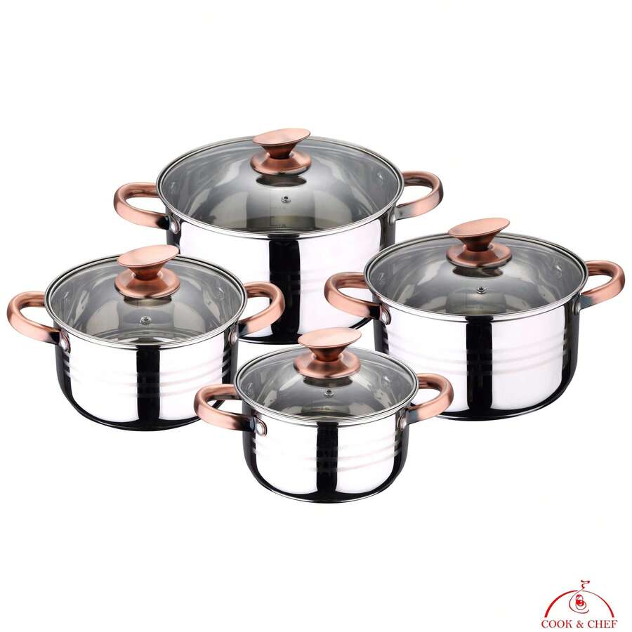 San Ignacio - TOP KITCHEN Cookware: 8-Piece Stainless Steel Cookware Set Suitable For Induction - Gray 1 - View 1