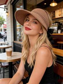 1顶女士草帽，蕾丝边宽檐遮阳帽，UPF防紫外线，可折叠收纳，夏季沙滩旅行波西米亚风蝴蝶结草帽 - A - 查看 9