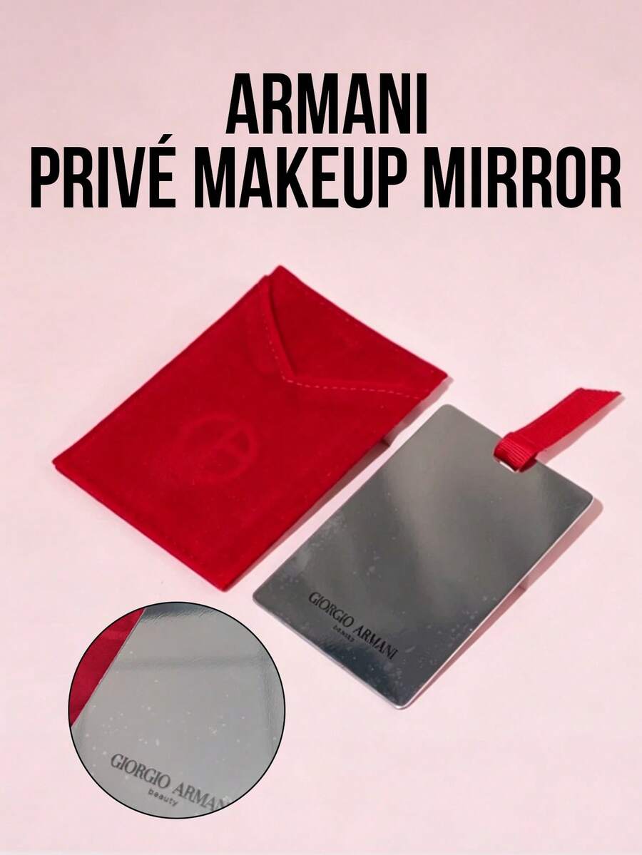 Giorgio Armani Armani 化妝鏡 5.5*9cm，附高級天鵝絨收納袋，輕巧省空間防摔旅行化妝鏡，適合個人使用與送禮