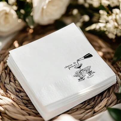 20/40/60 Pcs,Eternal Cheers Champagne Tower Printed Disposable Cocktail Napkins, Minimal Black And White Line Art Party Disposable Paper Napkins, 2-Ply Thickened 13*13 Inch Dinner Napkins, Ideal For Weddings, Bridal Showers, Engagement Parties, Anniversary Celebrations And Table Decorations