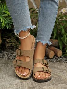 Boken Women's 2024 Spring New Arrival Thick Sole Slippers, Casual Loafers - Khaki - View 5