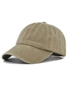 1pc Vintage Distressed Denim Baseball Cap, Adjustable Unisex Breathable Sun Protection Snapback Hat,Holiday,Travel - Khaki - View 11