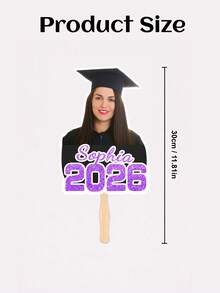 1 pieza Abanico de mano personalizado con foto de graduación, nombre personalizado y año de clase, recorte de graduado de dibujos animados, divertido accesorio para cabina de fotos de graduación, para graduados de escuela secundaria/universidad, familia y amigos, ceremonias de graduación, fiestas, sesiones de fotos - Multicolor - Ver 5