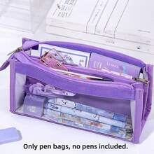 1 Hộp bút dung tích lớn, hộp bút trong suốt, túi đựng văn phòng phẩm kiểu Nhật đơn giản, hộp bút học sinh, hộp đựng bút chì - Mảnh duy nhất - Xem 9