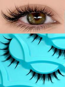 GROINNEYA 3对卡通假睫毛 透明带假睫毛 自然妆效 蓬松假睫毛 人造貂毛假睫毛 可重复使用 日常佩戴，适合新手使用假睫毛，约会和派对 (LX07) - 黑色 - 查看 7