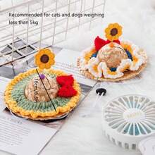 1pc Pet Straw Hat, Dog Hat For Spring & Summer, Handwoven Sunflower Design Sun Hat For Corgi, Poodle, Bulldog, Suitable For All Seasons, Pet Birthday Photo Prop - Multicolor - View 11