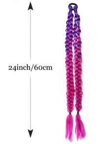 1 chiếc dây buộc tóc đuôi ngựa bện kiểu ombre bạc dài 24 inch, kiểu tóc đuôi cá dành cho nữ, thích hợp cho mọi lứa tuổi. - Nhiều màu - Xem 2