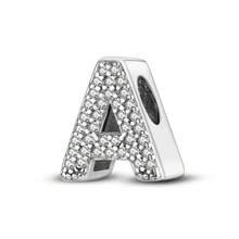 1 Stück S925 Sterling Silber Buchstaben Serie A-Z Perlen, geeignet für DIY Armband, Halskette, Schlüsselanhänger, Anhänger Schmuckherstellung, Geschenk für Frauen, geeignet für Valentinstag, Muttertag - Silber - Übersicht 38
