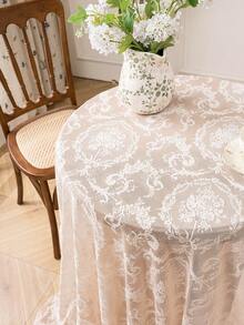 1 chiếc khăn trải bàn ren kiểu Pháp cổ điển với viền xếp ly, khăn trang trí bàn cho nhà bếp, phòng ăn, phòng khách, bàn cà phê, kệ tivi, thích hợp cho đám cưới, tiệc tùng, sinh nhật, trang trí nhà cửa. - Màu be - Xem 5