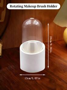 Giá đựng cọ trang điểm có nắp đậy, xoay 360°, trong suốt và chống bụi, thích hợp cho bàn trang điểm và mặt bàn phòng tắm | Có nắp đậy, xoay 360°, chống bụi - Nhiều màu - Xem 4