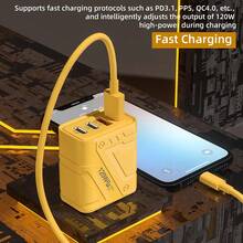 Multiport Fast Wall Charger 145W/130W/120W PD Type-C - Yellow - View 3