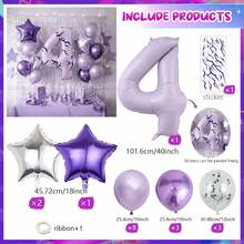 2pcs, 40-Inch Large Purple Number Foil Balloons - K-POP Style Themed 0-9 Music Festival Number Balloons, Includes Stickers, Suitable For Music Theme Parties, K-POP Theme Parties, Birthday Backdrops, Photo Props, Holiday Decorations - Model 2 - View 8