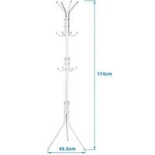Perchero de Metal con 10 Ganchos Soporte para Ropa Árbol de Pasillo y Entrada Organizador para Chamarras Bufandas Bolsos y Paraguas Color Blanco - Blanco - Ver 6