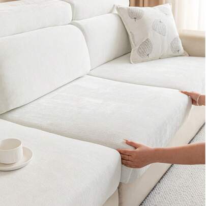 1 tấm bọc ghế sofa nhung màu trơn, co giãn, ấm áp và thoải mái, phong cách tối giản hiện đại, thân thiện với thú cưng, chống trơn trượt, có thể giặt, phù hợp với ghế sofa hình chữ L 1/2/3/4 chỗ ngồi trong phòng khách, phòng ngủ, phòng học.