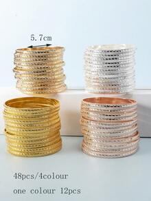 12件套奢华金属几何长方形叠戴手镯 - 彩色 - 查看 8