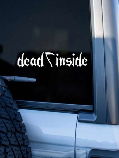 Hình dán xe hơi/cản xe kiểu chữ "Dead Inside" - Trang trí xe hơi hài hước, mang tính châm biếm, decal vinyl đen mờ - Chống thấm nước, có thể tháo rời, không để lại cặn - Dễ dàng dán cho xe hơi, xe tải, SUV - Trang trí nội thất theo phong cách "trả thù", phụ kiện xe hơi Gothic, tùy chỉnh xe, thẩm mỹ cá tính, chất liệu bền, dành cho người yêu thích sự hài hước.