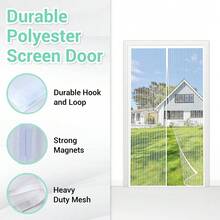 Magnetic Screen Door - Self-Sealing, Heavy Duty, Hands-Free Mesh Divider, Magnetic Screen Door Curtain, Patio Screen Door Mesh Divider, Magnetic Screen Door - White - View 3