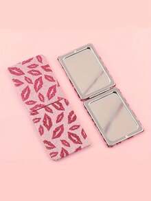 2 pezzi Specchio compatto con stampa leopardata, specchio per il trucco portatile e antiurto, specchio pieghevole a doppia faccia per studenti e uso domestico - Multicolore - Visualizzare 3