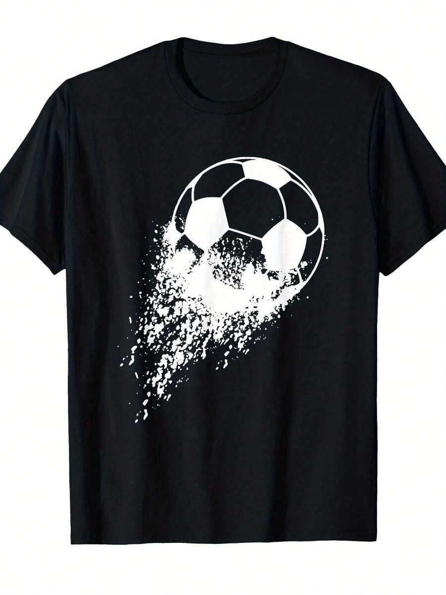 Camiseta Gráfica Vintage de Fútbol para Hombre, 100% Algodón, Diseño Retro, Manga Corta, Cuello Redondo, Ropa Deportiva Casual, Regalo para Jugadores y Aficionados del Fútbol - Blanco - Ver 1