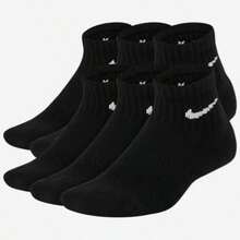 Nike 6 Pack Cushioned Quarter Socks Boys' Grade School Black/White SX6912-010 - 黑 - 查看 1