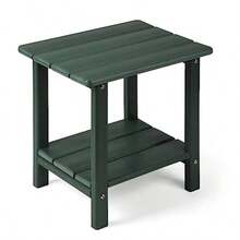 Apolimi Adirondack - Mesa auxiliar para exteriores resistente a la intemperie mesa auxiliar de patio de 2 niveles mesa auxiliar sólida de 16.5 pulgadas para patio piscina porche - Verde bosque - Ver 7