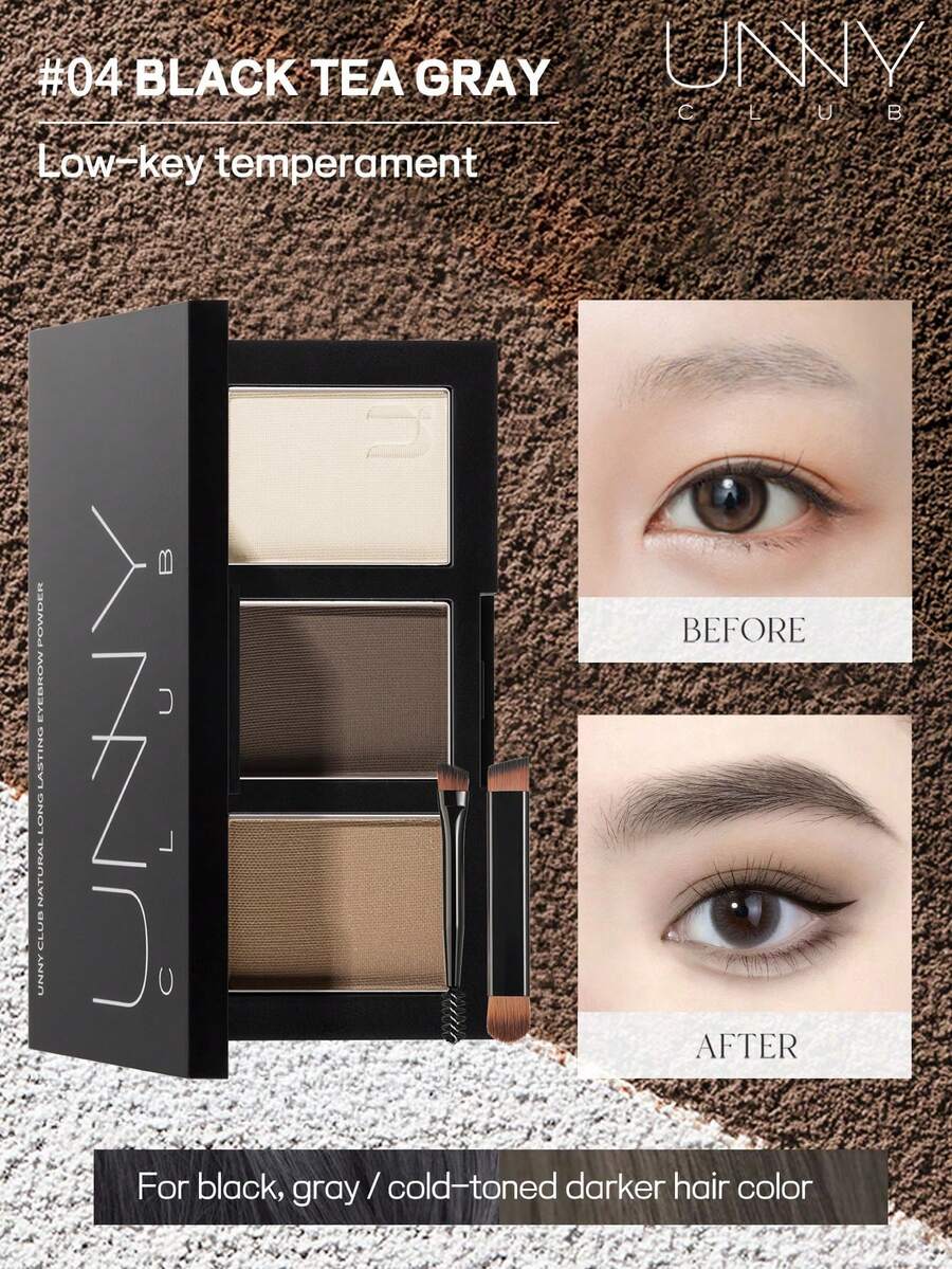 unny club 哑光眉粉，眼影盘，轻盈柔滑，持久防水防汗，带镜子，自然渐变，修容眉粉盘
