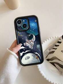 1 pieza Funda de teléfono con protección de lente resistente a golpes y con diseño de astronauta de moda, adecuada para hombres y mujeres, opción ideal para entusiastas de la moda, diseño minimalista y elegante compatible con Apple/Infinix/Vivo/OPPO, versión internacional, no la versión nacional - Estilo 2 (1 pieza) - Ver 2