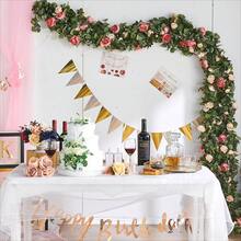 Dây hoa giả kết hợp lá bạch đàn và hoa hồng, lá xanh, dây leo hoa giả, thích hợp trang trí cổng cưới, khăn trải bàn, trang trí nhà cửa, tiệc tùng, Giáng sinh, Ngày lễ tình nhân, sinh nhật, kỷ niệm, vòng hoa tự làm. - Hồng - Xem 7