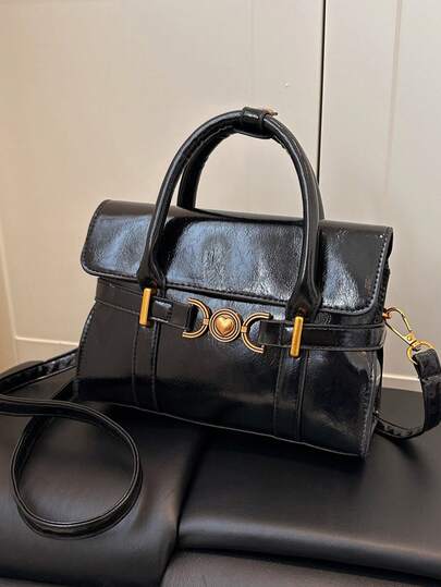 2026 Spring/Summer Luxury Small Square Bag, Metal Clasp Handbag, Boston Bag, Versatile For Work, Dating, Shoulder Bag