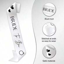 1pc,Team Bridal Party Belt/Sash-Bridal Shower Black Belt With White Lettering-Hen Party Decoration Accessories, Wedding Engagement Party Gifts, Party Photo Booth Props,Bachelorette Party Bridesmaid Gifts,Bridesmaid Sashes,Bachelorette Ashes,Bachelorette Party Ashes,Bridal Sash,Bridesmaid Accessories - Multicolor - View 6