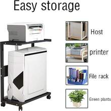 Computer Host Storage Rack, Office Universal Desktop Host Bracket, Floor-Standing Multi-Layer Printer Storage Rack - And Black - View 7