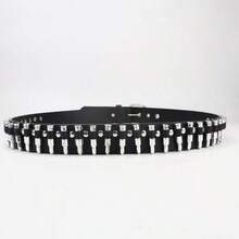 1pc Solid Color Street Party Sexy PU (Polyurethane) Women's Belt Punk Rivet Bullet Y2K Men's Fashion Street - Multicolor - View 4
