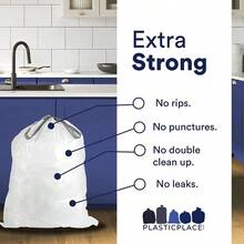 Custom Fit Trash Bags Compatible With Simplehuman Code J 50 Count White Drawstring Garbage Liners 10 - 10.5 Gallon 21 Inchx28 Inch Tear - Resistant LLDPE Bags Kitchen Bathroom Office - 50 Count (Pack Of 1) - View 4