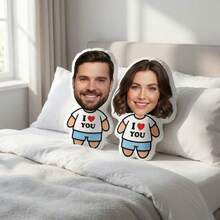 1pc Customized Face Pillow, Personalized "I Love You" Photo Print Body Shaped Cushion, Custom Portrait Plush Pillow, Creative Valentine's Day Anniversary Birthday Gift, Suitable For Couples, Boyfriend, Girlfriend, Sofa Home Decor - Upload Picture Customization - View 7