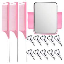 Bộ lược kim chuyên dụng để tạo kiểu tóc tết gồm 10 vòng chia tóc, 3 lược thép nhọn có đuôi nhọn, kèm theo dây đeo cổ tay từ tính. - Nhiều màu - Xem 1