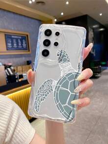 1 chiếc ốp lưng điện thoại tối giản bằng chất liệu TPU, họa tiết nửa con rùa biển, trong suốt, màu kem, chống rơi vỡ, tương thích với iPhone, Honor. - Trong sáng - Xem 2