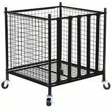 Rolling Sports Ball Storage Cart, Lockable Basketball Cage With Elastic Band, Indoor And Outdoor Sports Equipment Storage Equipment, Steel Storage Racks For Garages, Playgroups, Gymnasiums And Schools. - Black - View 2