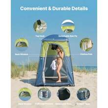 Tienda de Ducha con 1 Habitación y Bolsa de Ducha con Piquetas Cuerdas Bolsa de Transporte y Postes de Soporte Tela Oxford 150D para Camping Playa Pesca Verde 1676 x 1676 x 2184 mm - como en la imagen - Ver 5