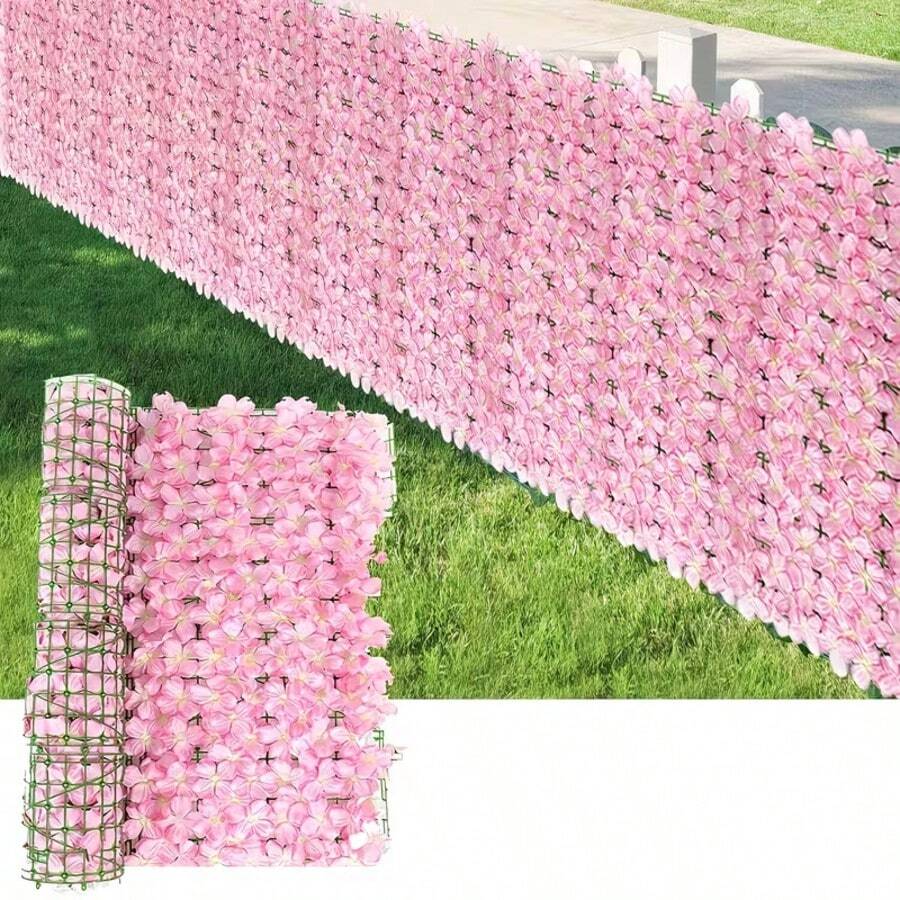 可伸缩仿真樱花围栏，户外花园装饰人造花墙花架 - 彩色 - 查看 1