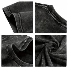 Muichiro Tokito Mist Hashira Purple Neon Sword Stance Graphic T-Shirt Vintage Washed Unisex Oversize Heavyweight Soft Tops.,Cosplay - 黑色 - 查看 4