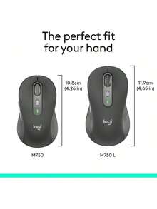Logitech 罗技 Signature M750 中/大号无线鼠标，智能滚轮，蓝牙连接，支持多设备连接，电池续航长达 24 个月，静音点击，可自定义侧键，符合人体工学设计 - 查看 7