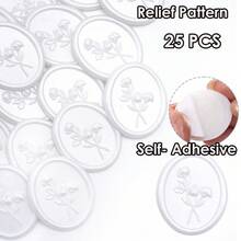 3D 花卉蠟封貼紙 25入 優雅珍珠白自黏封印貼，適用於婚禮邀請函、信封、禮物包裝、聖誕卡片與手工藝品 - 珠光白 - 查看 12