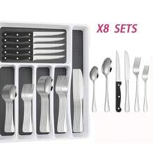 24/48pcs Stainless Steel Silverware Sets  With Organizer For 4/8 Person,Includes Knife Spoon And Fork Eating Utensils Set For Kitchen Flatware Sets With Steak Knives,Cutlery Sets For Kitchens, Parties, Banquets, And Restaurants, Tableware Dishwasher - Nhiều màu - Xem 2