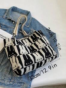 Fashionable Cartoon Pattern Large Capacity Shoulder Bag - White - View 7