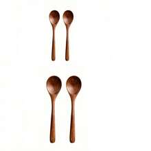 [1/2/5/10 Pcs] Bamboo Spoon Set, Large Size Long Handle Wooden Spoon For Rice, Ramen, Home Use Wooden Soup Spoons, Small Dessert Spoons,School Supplies - Brown - View 21