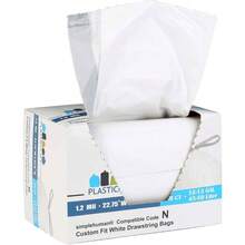 Custom Fit Trash Bags, Compatible With Simplehuman Code N 50 Count White Drawstring Garbage Liners 12 - 13 Gallon/ 45 - 50 Liters, 22.5 Inchx 31.5 Inch - 1 件裝(50 件裝)+ 代碼 N - 查看 5